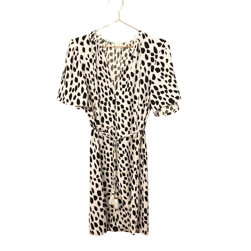 A New Day Spotted Animal Print V-Neck Dress - Size Small